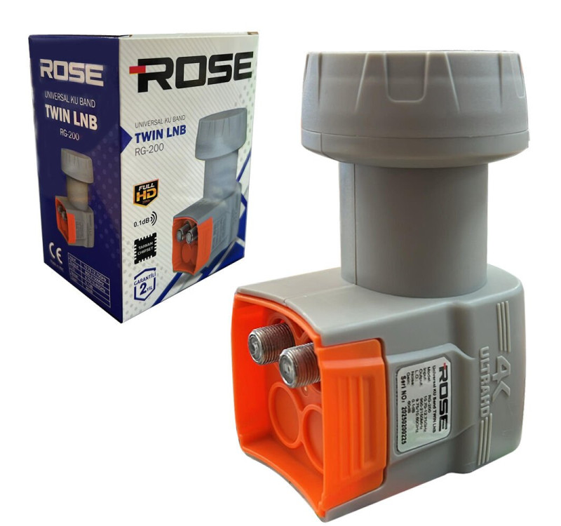 Rose RG-200 Çiftli (İkili) Lnb Twin 0.1DB 3D 4K Uyumlu